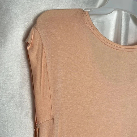 LOLE ALEXANDRA peach orange abstract design on t shirt with cap  sleeve , scoop - Picture 10 of 14